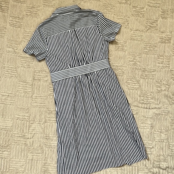 1901 Navy White Striped Button Down Shirt Dress, 100% cotton,  Size 10 - Picture 11 of 13